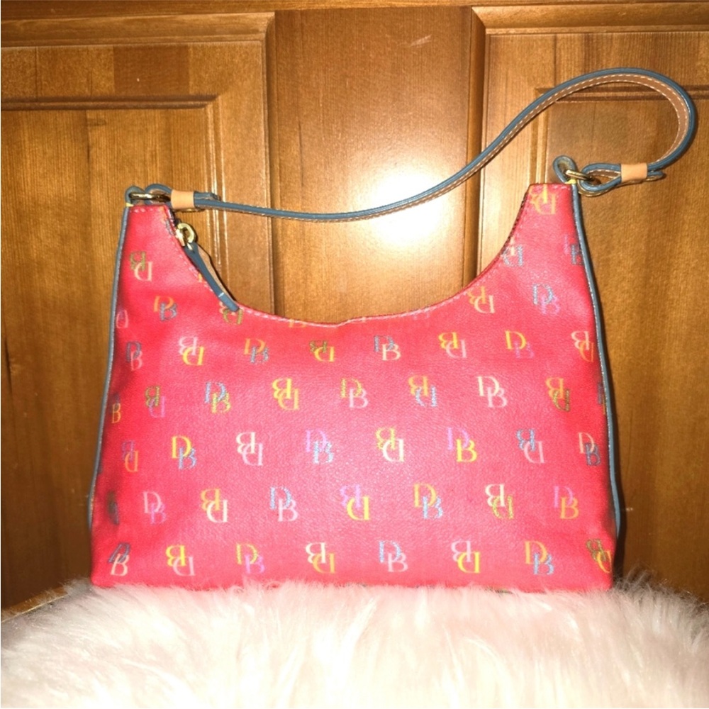 EUC Dooney & Bourke Y2K Pink Rainbow Zipper Hobo Handbag